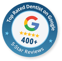 Top rated dentist on google badge